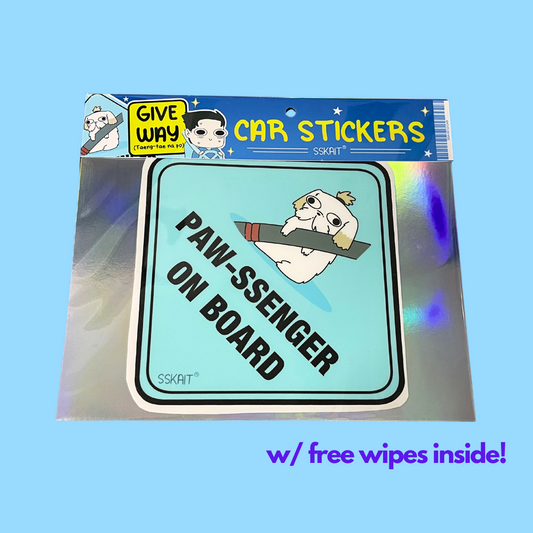 SSKAIT Paw-ssenger on Board Shih Tzu Dog - Funny Mood Waterproof Car Sticker