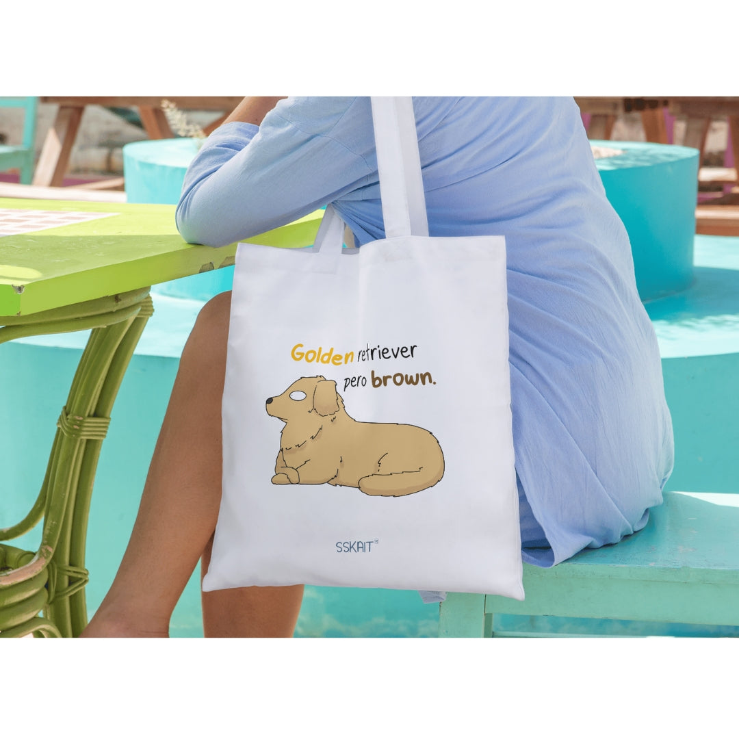 SSKAIT Golden Retriever Pero Brown - Funny Mood Canvas Tote Bag