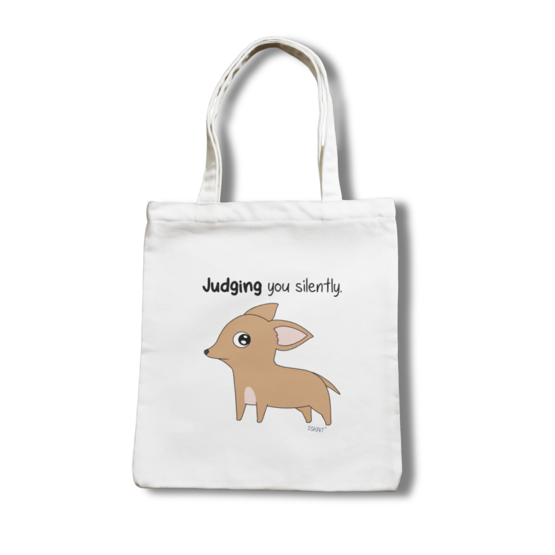 SSKAIT Judging You Silently Chihuahua - Funny Mood Canvas Tote Bag