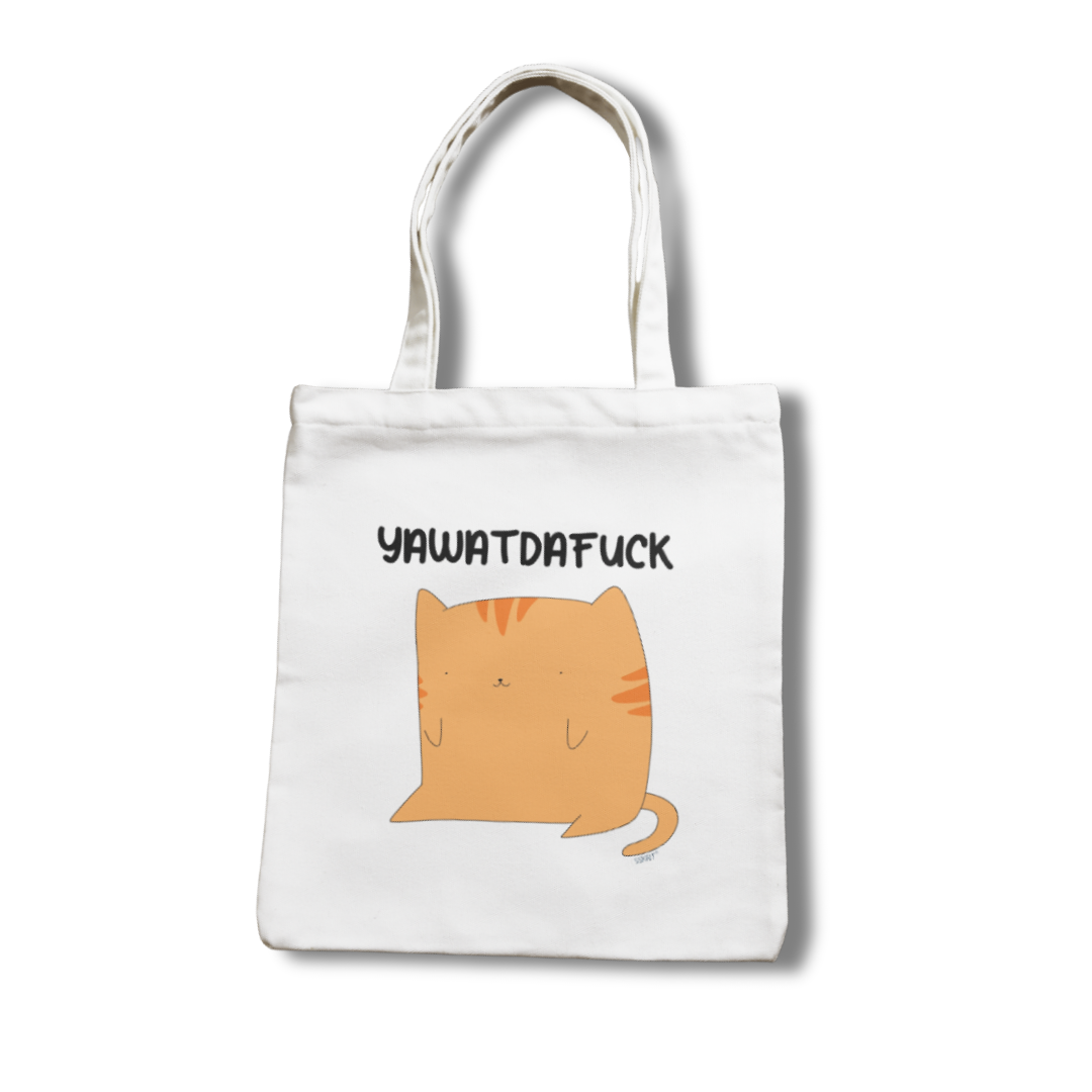 SSKAIT Yawatdafuck Cat - Funny Mood Canvas Tote Bag