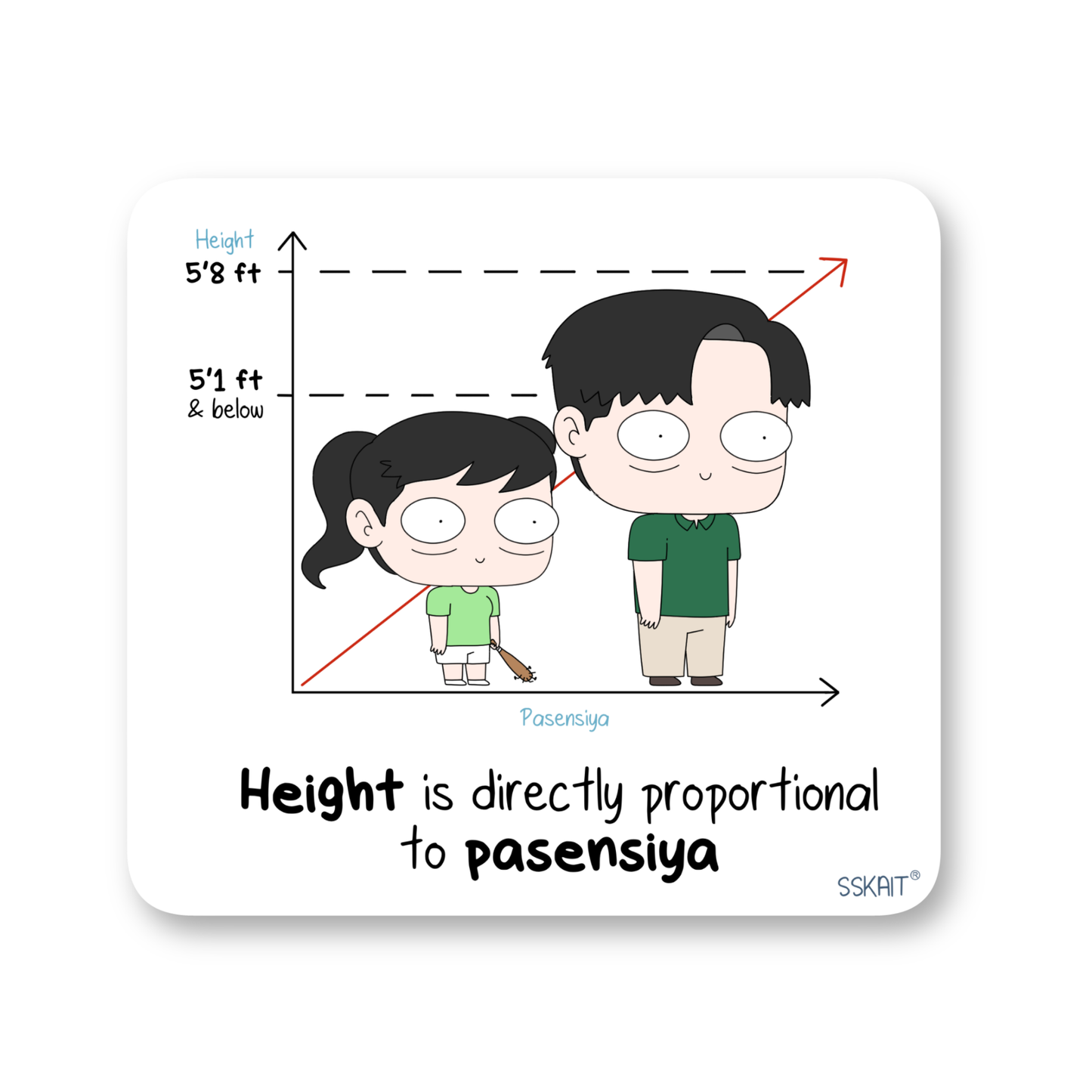 SSKAIT Height = Pasensya - Funny Mood Diecut Sticker