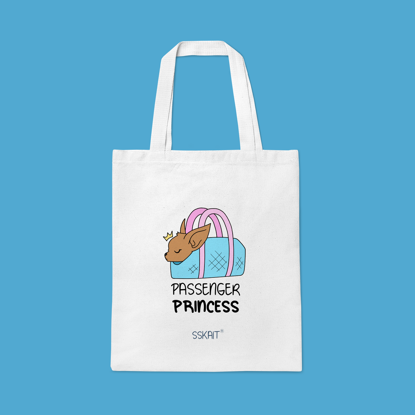 SSKAIT Passenger Princess Chihuahua Dog - Funny Mood Canvas Tote Bag