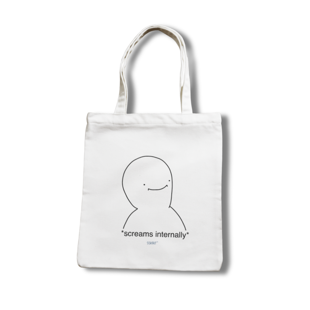 SSKAIT Screams Internally - Funny Mood Canvas Tote Bag