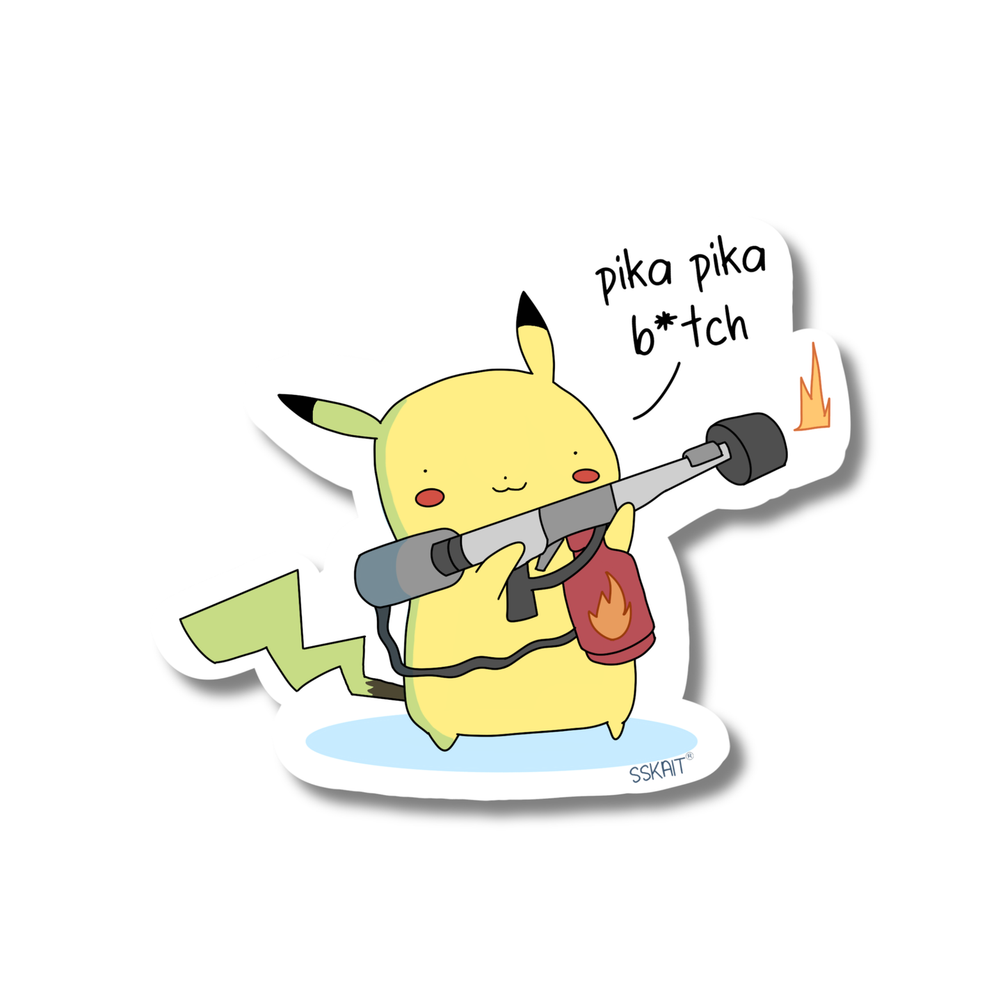 SSKAIT Pika-Pika Bitch - Pikachu (Pokemon) Funny Mood Diecut Sticker