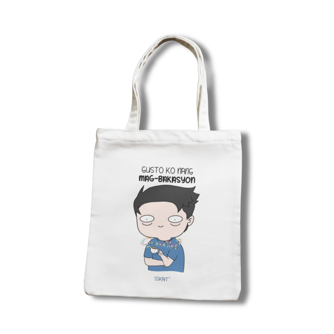 SSKAIT Gusto Ko Nang Magbakasyon (Guy) - Funny Mood Canvas Tote Bag