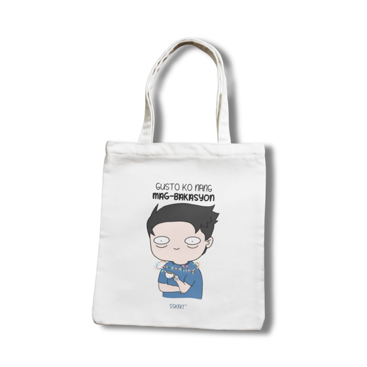 SSKAIT Gusto Ko Nang Magbakasyon (Guy) - Funny Mood Canvas Tote Bag
