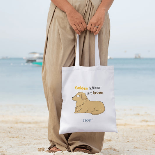 SSKAIT Golden Retriever Pero Brown - Funny Mood Canvas Tote Bag