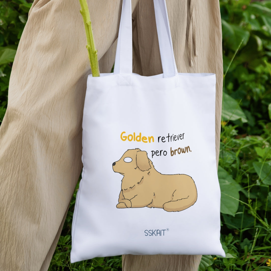 SSKAIT Golden Retriever Pero Brown - Funny Mood Canvas Tote Bag