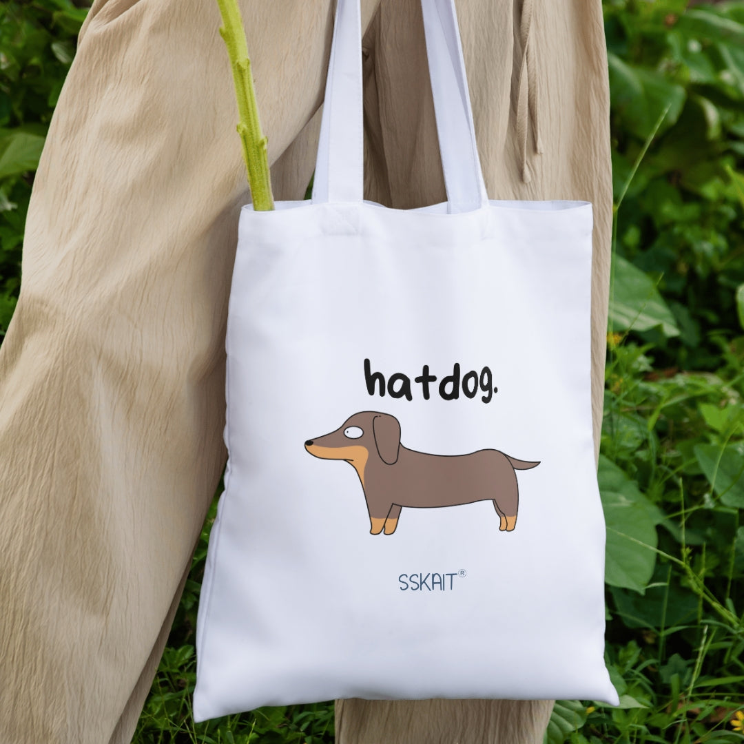 SSKAIT Hatdog Dachshund - Funny Mood Canvas Tote Bag
