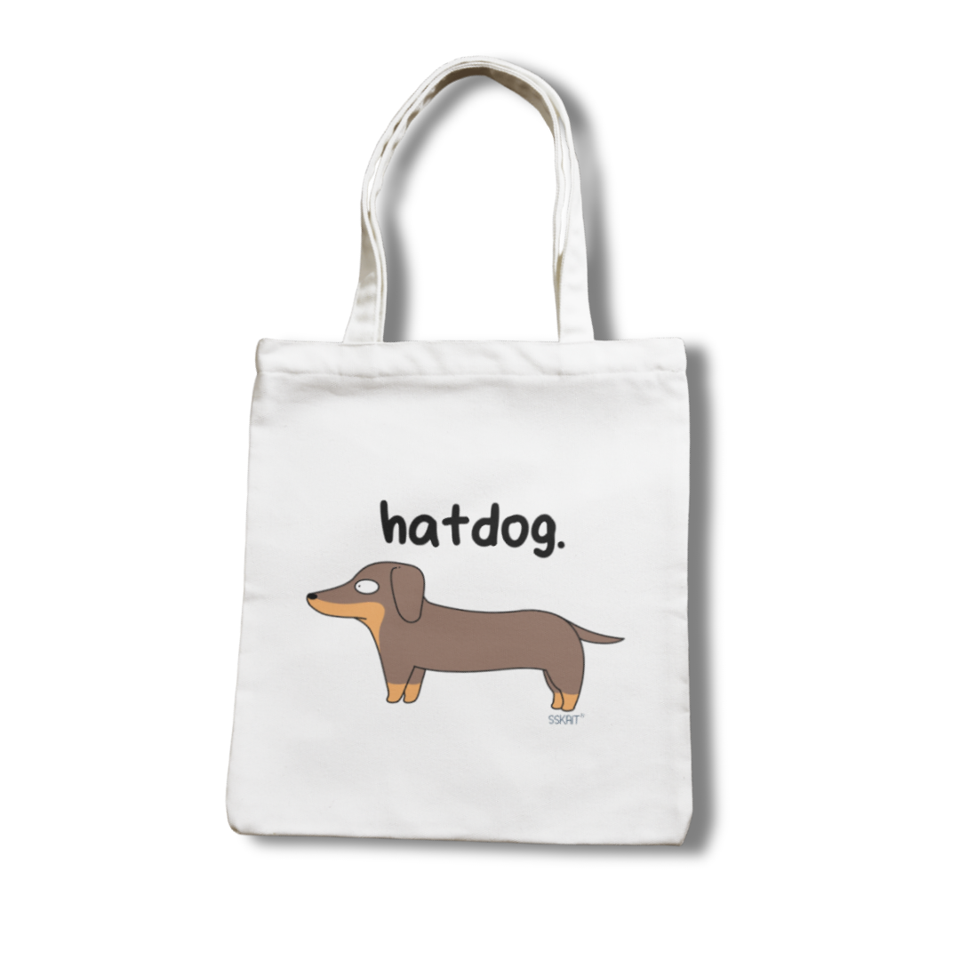 SSKAIT Hatdog Dachshund - Funny Mood Canvas Tote Bag