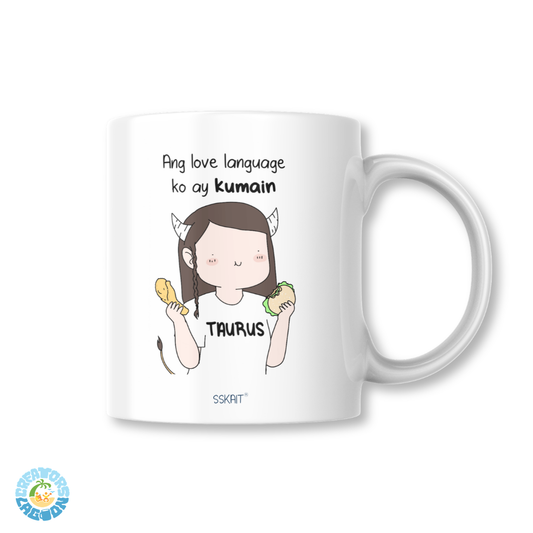 SSKAIT Love Language Kumain - Taurus Zodiac Funny Mood Sublimated Mug