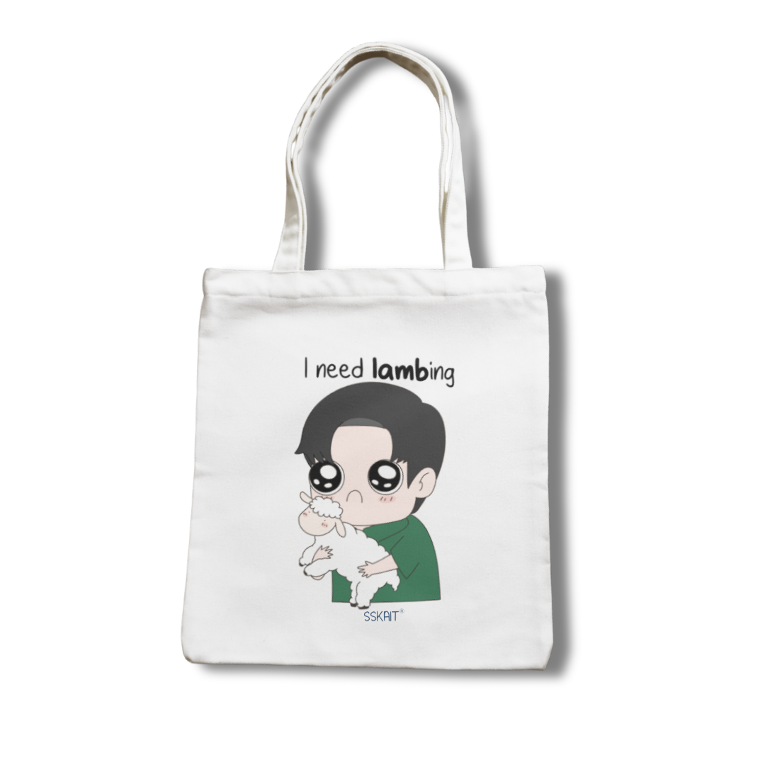 SSKAIT I Need Lambing (Guy) - Funny Mood Canvas Tote Bag
