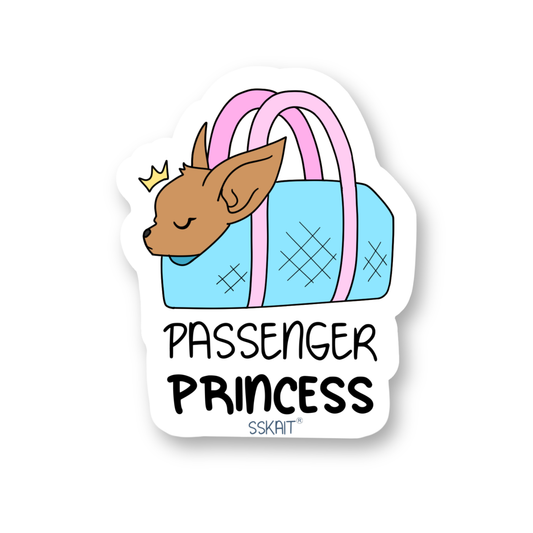SSKAIT Passenger Princess - Chihuahua - Funny Mood Die Cut Sticker