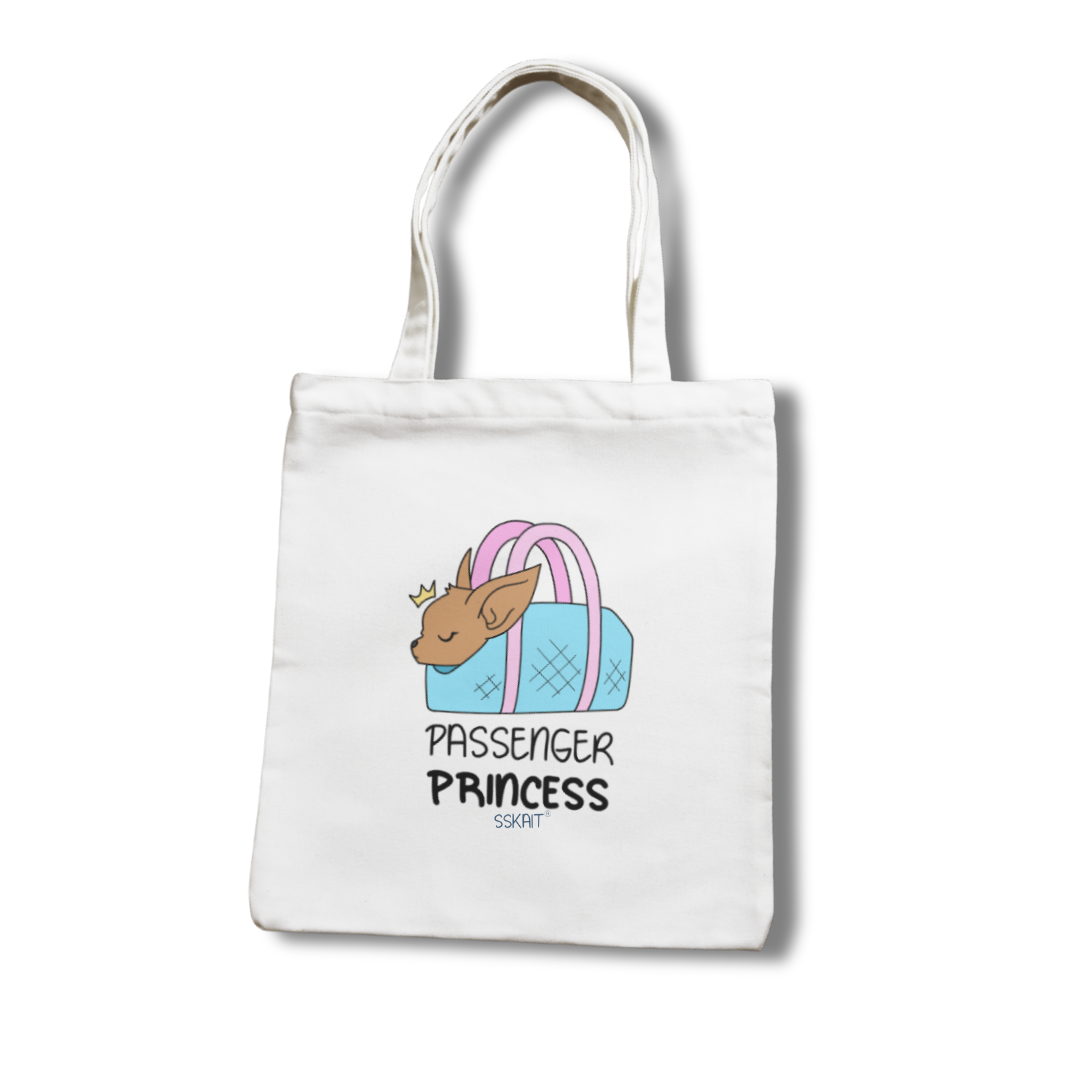 SSKAIT Passenger Princess Chihuahua Dog - Funny Mood Canvas Tote Bag
