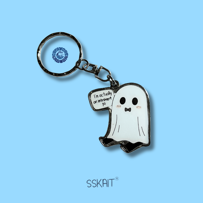 SSKAIT Introvert Ghost - Metal Keychain
