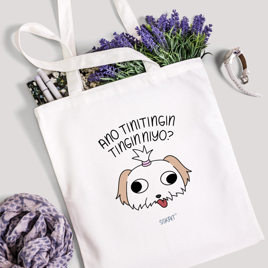 SSKAIT Ano Tinitingin Tingin Niyo Shih Tzu Dog - Funny Mood Canvas Tote Bag