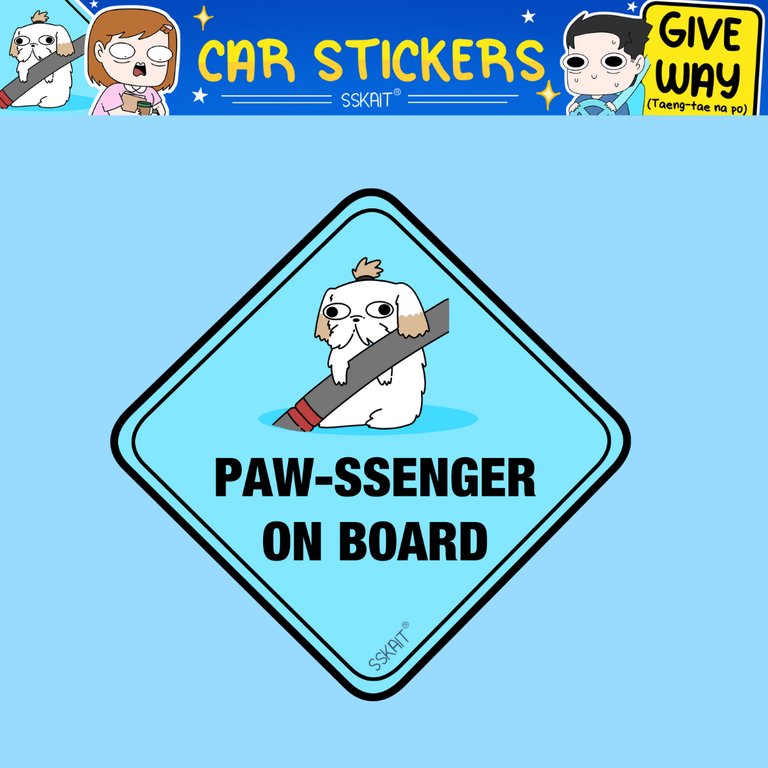 SSKAIT Paw-ssenger on Board Shih Tzu Dog - Funny Mood Waterproof Car Sticker
