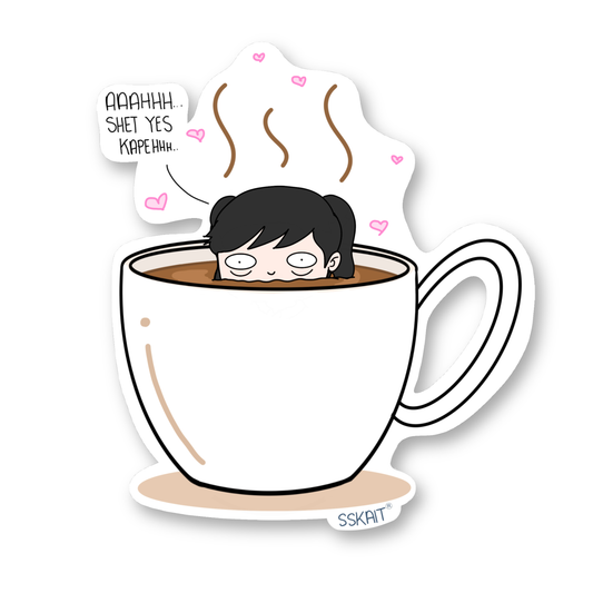 SSKAIT Ahh Shet Yes Kape (Girl)  - Funny Mood Diecut Sticker