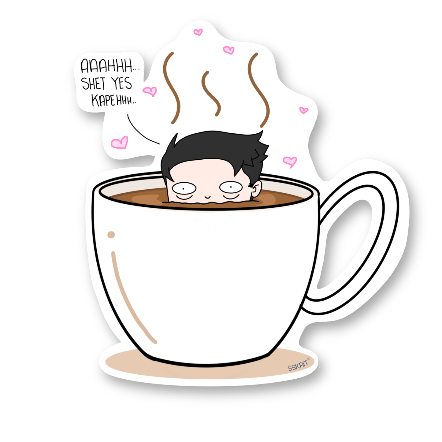SSKAIT Ahh Shet Yes Kape (Boy)  - Funny Mood Diecut Sticker