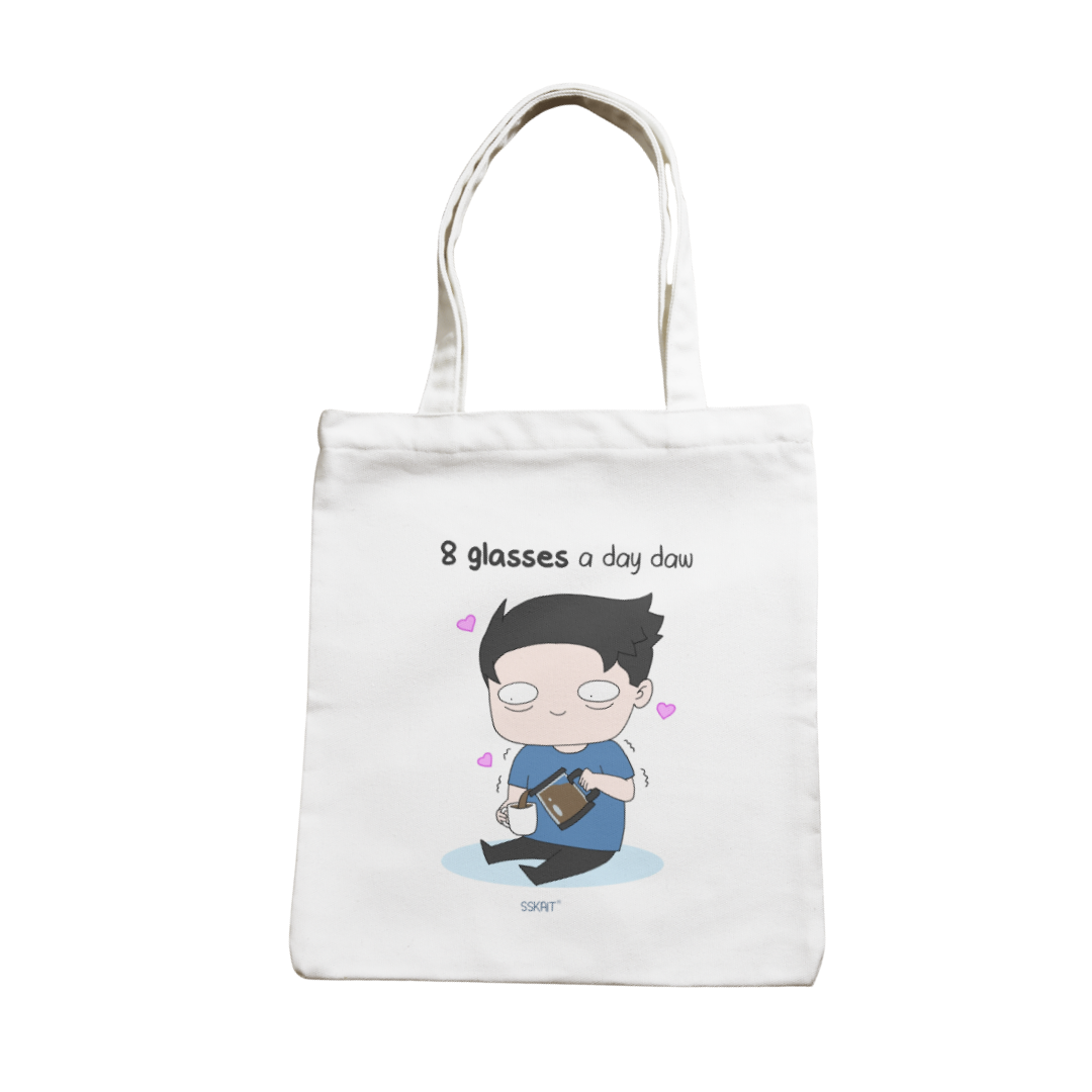 SSKAIT 8 Glasses A Day Coffee - Funny Mood Canvas Tote Bag