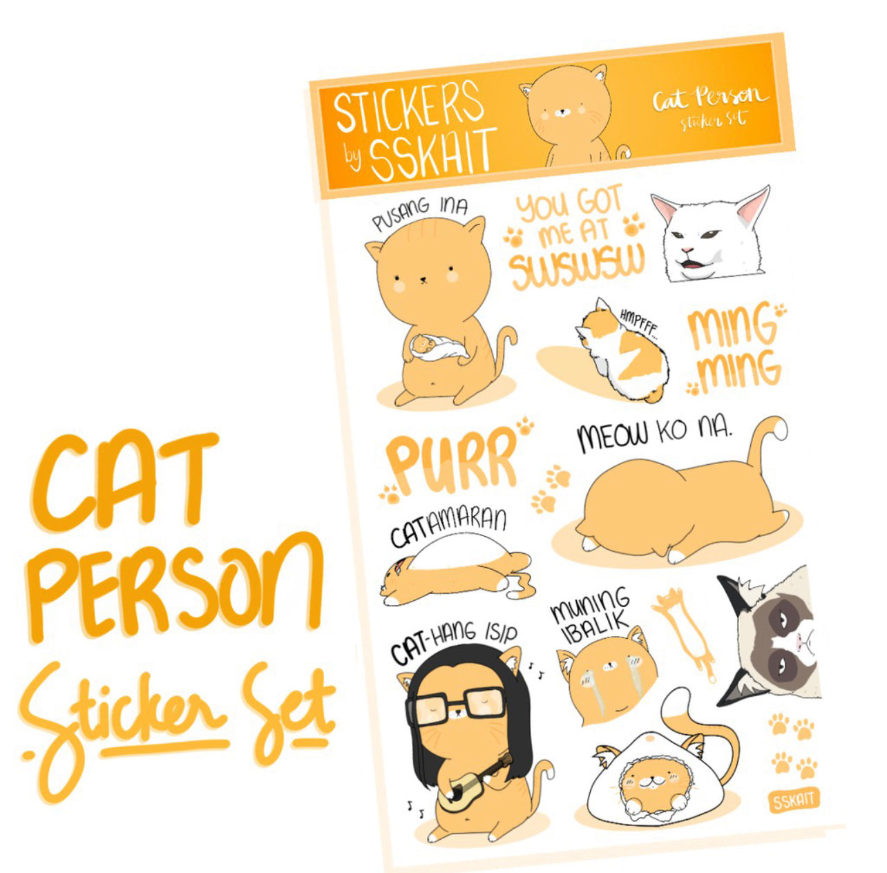 SSKAIT Cat Person Sticker Set