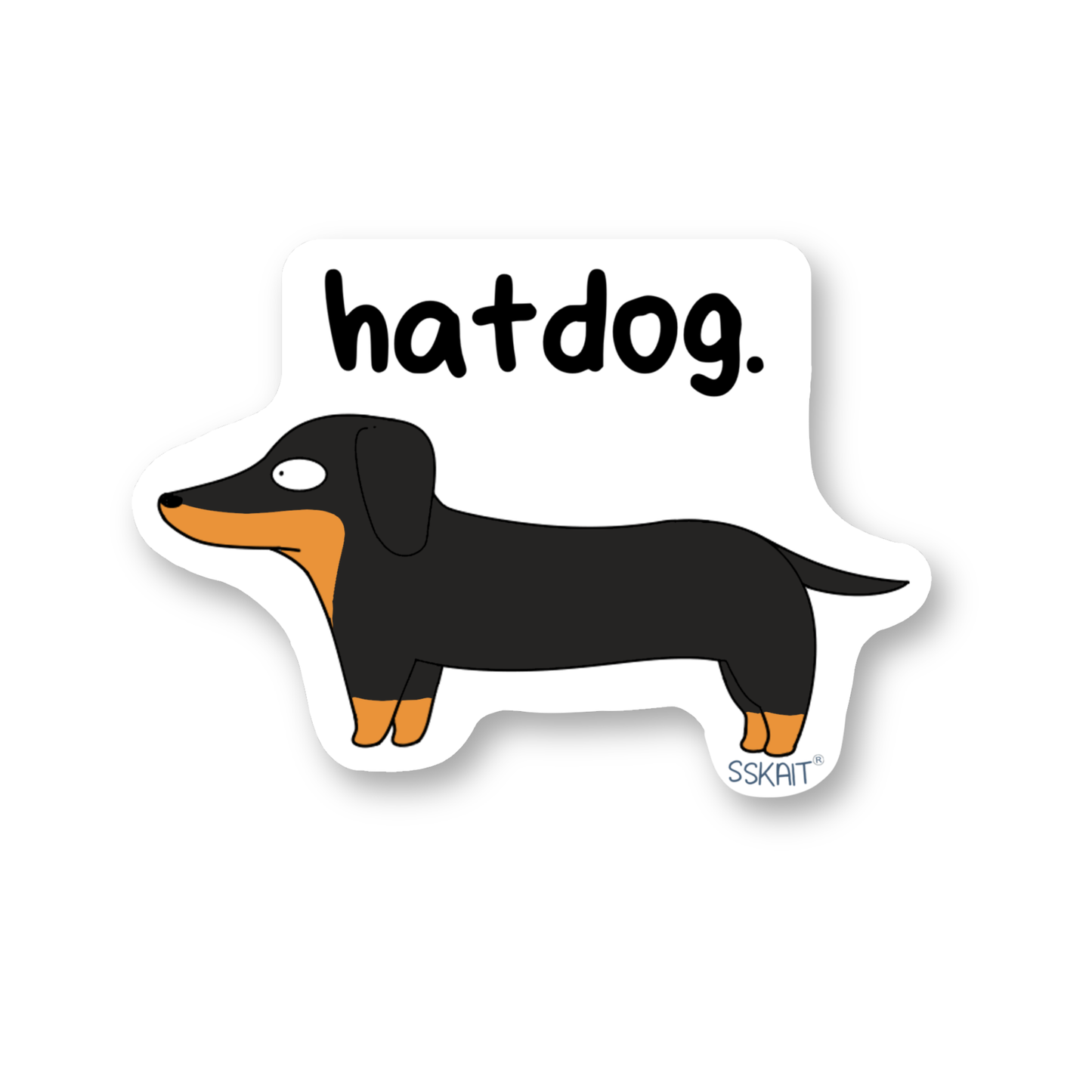 SSKAIT Dachshund Hatdog Black Funny Mood Die Cut Sticker