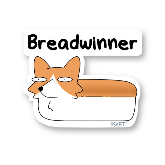 SSKAIT Corgi Breadwinner Funny Mood Die Cut Sticker